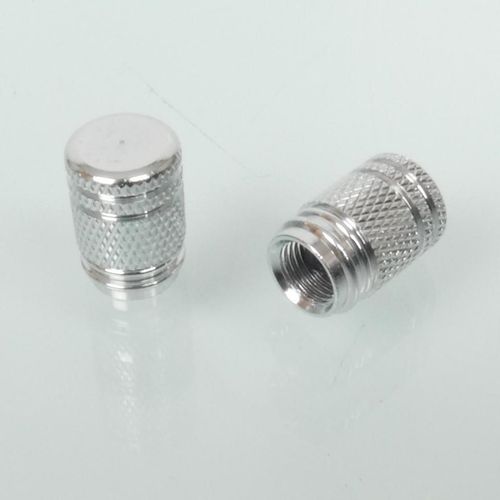 Bouchon De Valve Bike It Round Moleté Aluminium Chromé Pour Moto Auto Quad Neuf