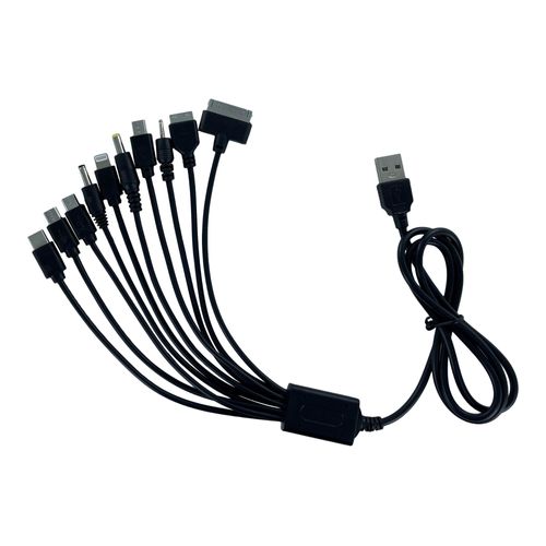 DLH DY-TU1975B - Câble de charge uniquement - USB (alimentation uniquement) mâle pour 10 broches USB-C, Micro-USB Type B, mini USB type B, Apple Lightning (alimentation uniquement) - 1 m - noir