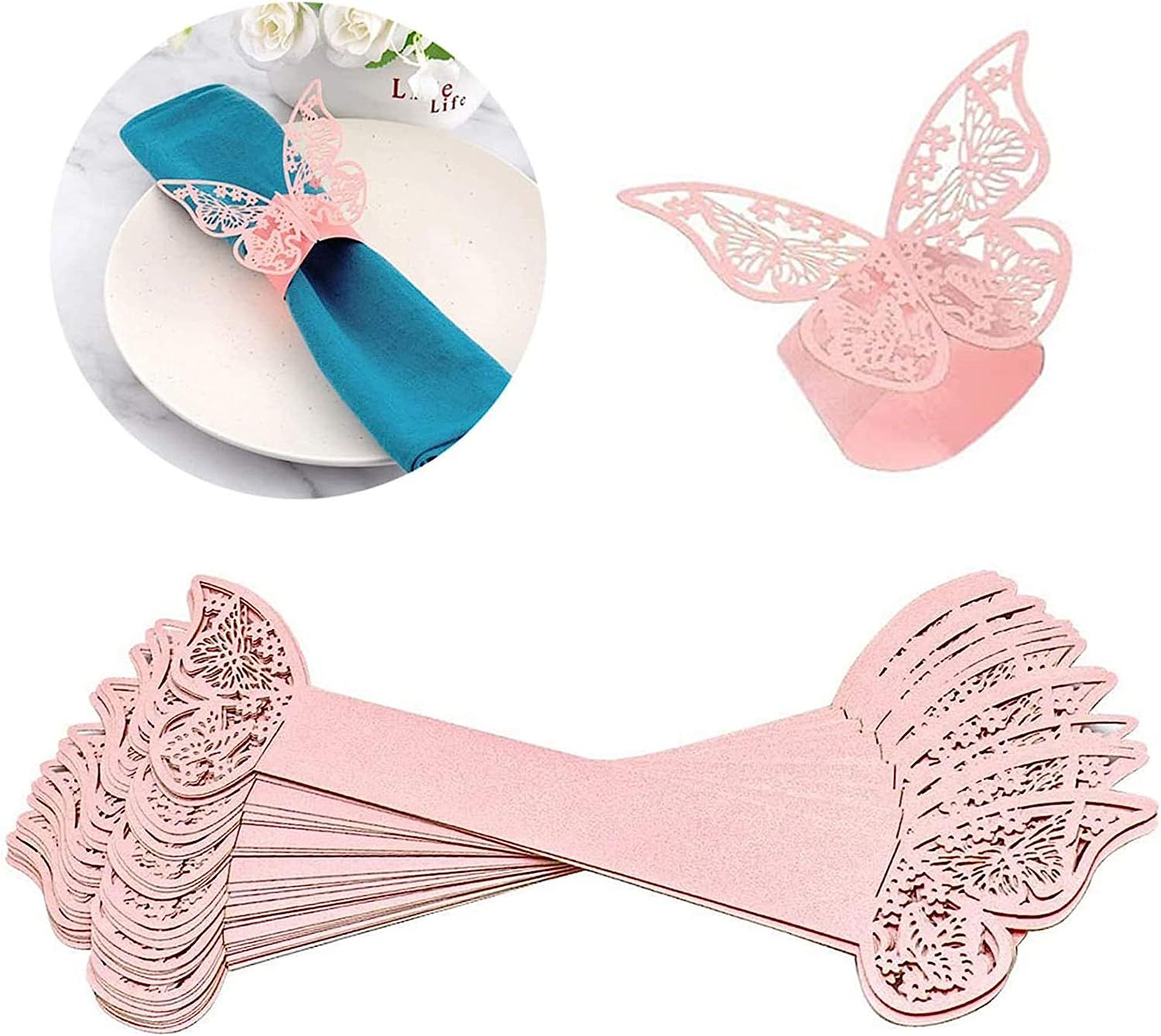 HomeLuxe Lot De 6 Ronds De Serviette Et Porte-serviettes Ronds En Métal élégant Pour Mariage, Dîner, Occasions Spéciales, Décoration De Table, Or Rose