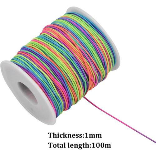 Fil de cordon élastique pour perles, ficelle d'artisanat en tissu  extensible, 1mm, 100m