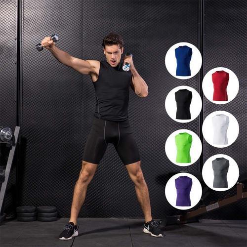 Débardeur de Compression Homme Fitness Noir - Séchage Rapide - Sans Manches