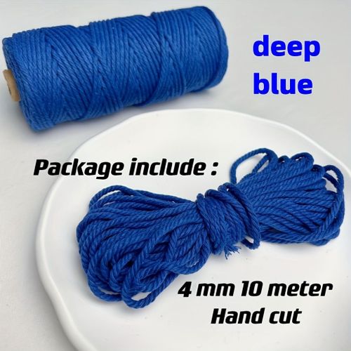 Corde De Macramé En Coton Tressé,Fil Coloré,Artisanat,Bricolage,Décoration De La Maison,4mm,10 Mètres - Type Deeep Blue-4mm10m