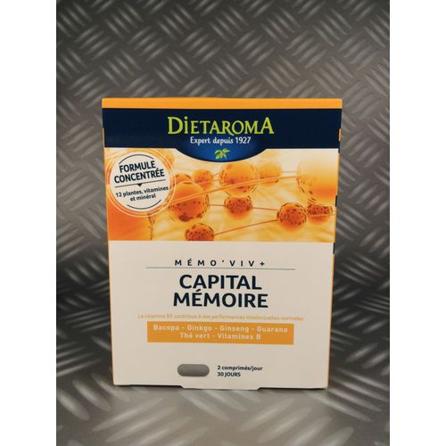 Bacopa + Ginkgo + Ginseng + Guarana + Thé Vert + Vitamines B 60 Comprimés 