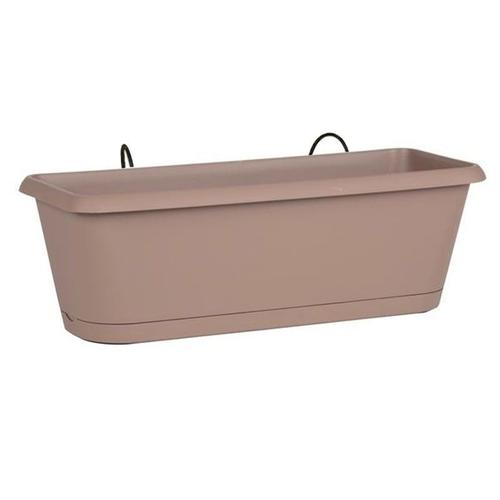 Eda Plastiques - Jardinière Chorus 50 Taupe + Plateau + Support 9.45l