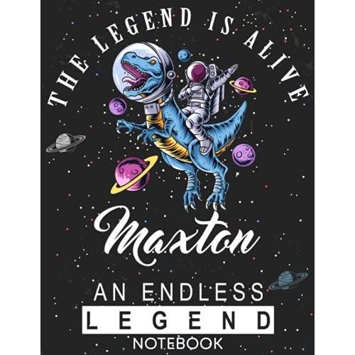 The Legend Is Alive Maxton An Endless Legend Notebook: Astronaut Notebook Birthday Gift For Boys, Men With Personalized Name With Awesome Space Cover Design, 8.5x11 In ,110 Lined Pages.