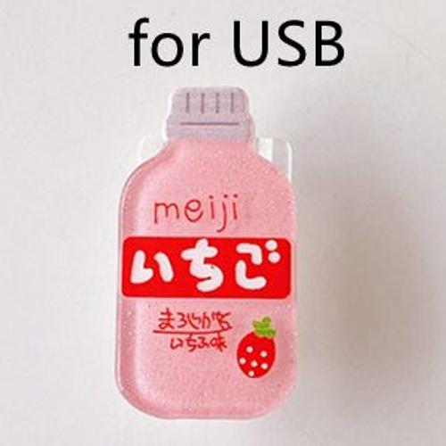 Couleur 5 (Pour Usb) For Usb Cable Bite Protector Data Line Cord Drink Yogurt Bottle Design Soft Tpu Cover For Iphone Android Type-C Charging 1pcs