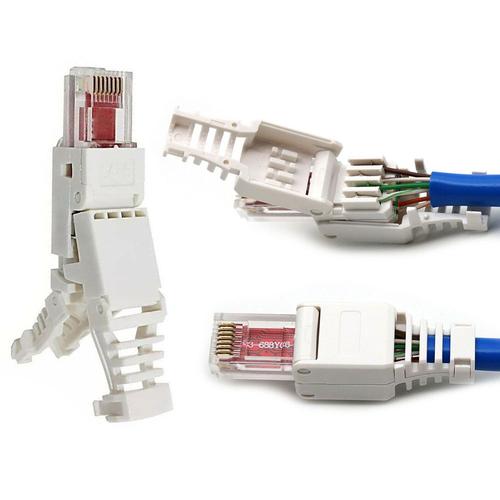 Acheter Connecteur Rj45 blanc sans outil, connecteur sans sertissage, prise  de tête de câble Ethernet de vidéosurveillance