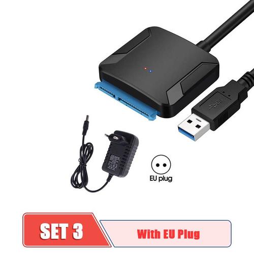 Couleur Avec Prise Ue Câble Usb 3.0 Pour Ordinateur Portable, Accessoire, Adaptateur, Cordon, Support De Conversion, Disque Dur, Sata, Ssd Externe, Hdd