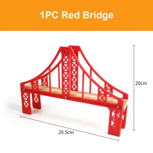 Couleur 1pc Pont Rouge Accessoires De Chemin De Fer En Bois, Jouet Éducatif Pour Enfant, En Hêtre, Pont Et Tunnel, Pièces Ferroviaires, Compatible Avec Le Train Brio, Bonne Idée Cadeau,