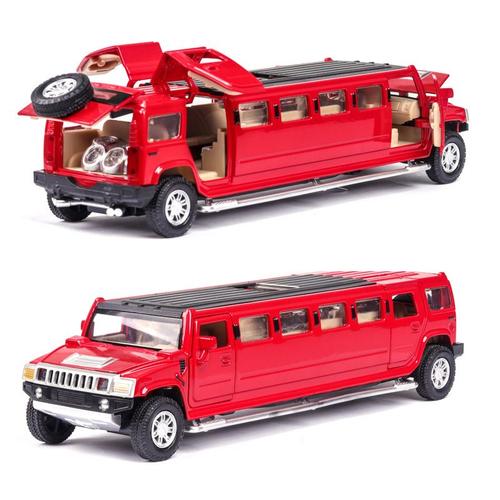 La Couleur Rouge Hummer Allongée En Métal Moulé Sous Pression, Haute Simulation, Modèle De Voiture, Jouet Musical Pour Enfants, Véhicules, Cadeau