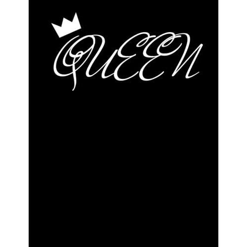 Queen: Black With White Composition Journal With 100 Wide Ruled Pages