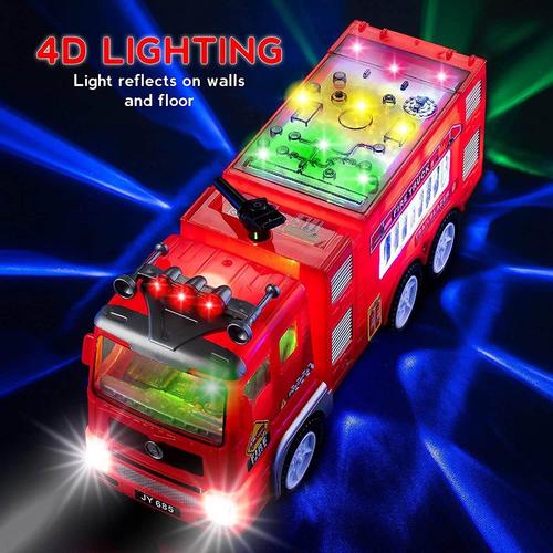 Jouet de camion de pompier, voitures à inertie, avec lumières et