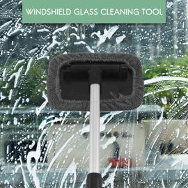 Nettoyant pour pare-brise - outil de nettoyage de vitres de voiture en  microfibre avec poignée extensible