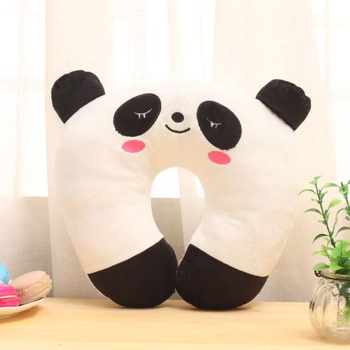 Couleur Panda Taille 28x28x8cm Oreiller En Peluche Pour La Colonne Cervicale, Oreiller Mignon Pour Le Cou, Oreiller De Voyage, Créatif, Portable, Maison 