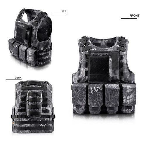 Dulglamilitary Airsoft Assault Molle Glaequipment,Outdoor Clothing,Hunting Camsolomon Glakip Waistcoat - Type Black Python-Taille Unique