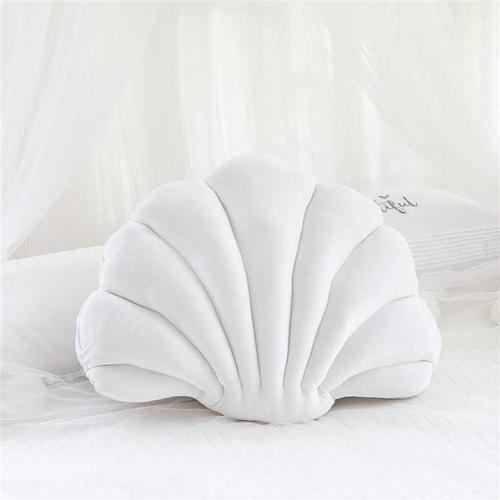 Couleur Blanc Taille M 46x33cm Oreillers Décoratifs En Peluche De Coquillages De Mer Pour Filles, Coussin Rembourré Pour Bébé, Cadeau D'anniversaire, Cadeau De Fête Préchristophe, Cadeau D'invité, Lit, Canapé