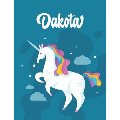 Dakota: Unicorn Notebook Personal Name Wide Lined Rule Paper | Notebook The Notebook For Writing Journal Or Diary Women & Girls Gift For Birthday, For Student | 162 Pages Size 8.5x11inch