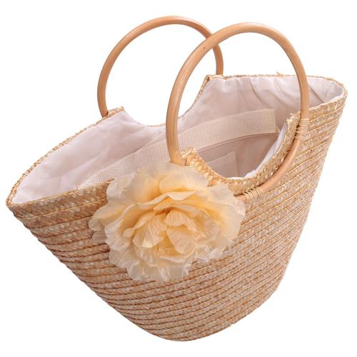 Femmes Sac a main en paille Sac fourre-tout tisse avec fleurs de la palge d'ete Messenger Panier Sac d'achat