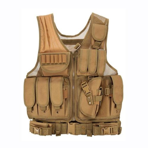 Gilet Tactique D'équipement Militaire,Entraînement De La Police,Armure Corporelle De Combat,Paintball De L'armée,Chasse,Airsoft,Gilets De Protection Molle - Type Tan-Taille Unique