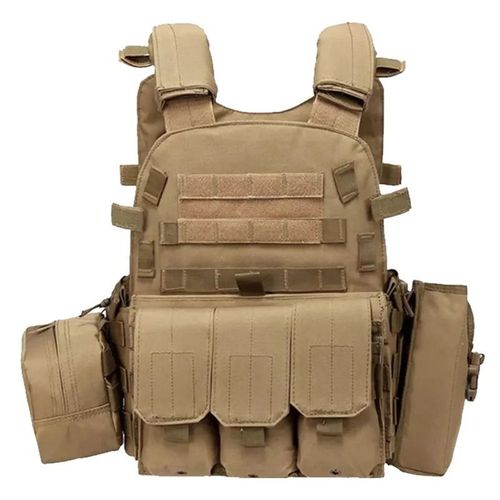 Camsolomon-Gilet Porte-Plaque Pour Hommes Et Femmes,Gilet De Chasse Multifonctionnel,Équipement De Plein Air Réglable,Paintball - Type Brown