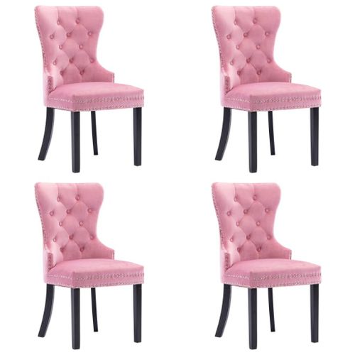 Lot De 4 Chaises De Salle À Manger Cuisine Design Classique Velours Rose Cds021921