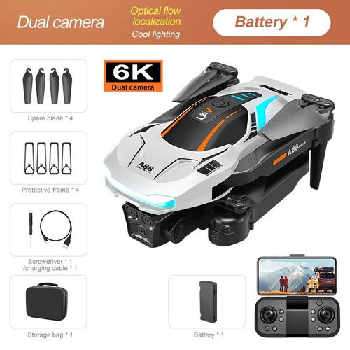 Xiaomi-Drone Professionnel A88 Pro,Photographie Aérienne,Trois Caméras,Omnidirectionnel,Évitement D'obstacles,Uav,Jouets Quadricoptères Pliants - Type White-Dual-C-6k-Generique