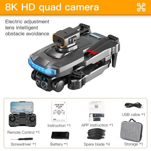 Xiaomi-Drone P15 Avec Caméra Professionnelle 8k,Gps,Hd,Photographie Aérienne,Pour Touristes,Évitement D'obstacles,Flux Optique,Positionnement - Type Black Quad 8k-1b-Generique