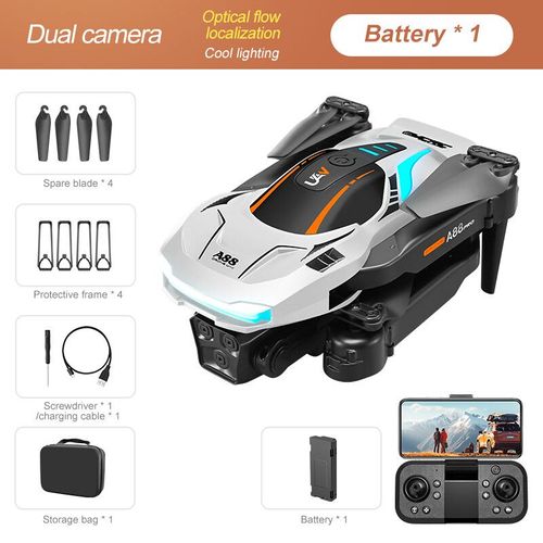 Lenovo-Drone A88 Pro Avec Caméra Hd 8k,Gps Professionnel,Quadrirotor Intelligent À Quatre Voies,Évitement D'obstacles,Jouet Rc Pliable 5g,10000m - Type White-Dual-1b