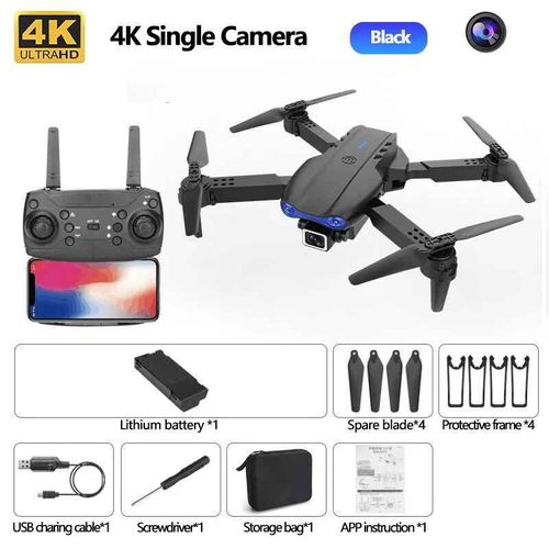 Drone Rc Pliable Avec Caméra Hd Grand Angle Pour Touristes,Hélicoptère Professionnel,E99pro,4k,Wifi 5g,Fpv,Tablier De Maintien Recommandé,Vente De Cadeaux Jouets - Type Black-Single-Generique
