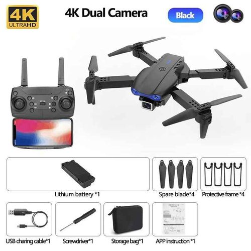 Drone Rc Pliable Avec Caméra Hd Grand Angle Pour Touristes,Hélicoptère Professionnel,E99pro,4k,Wifi 5g,Fpv,Tablier De Maintien Recommandé,Vente De Cadeaux Jouets - Type Black-Dual-Generique