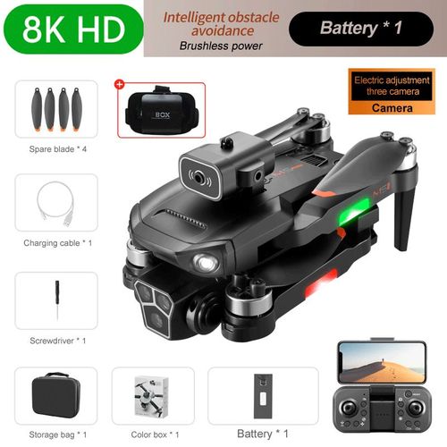 M1s Mini Drone 4k,Trois Caméras Professionnelles,Grand Angle,Localisation De Flux Optique,Évitement D'obstacles À Quatre Voies,Rc,Quadcopter,Jouets - Type 8k Black 1b Vr #C-Generique