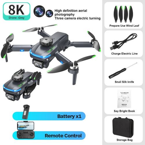 Drone À Moteur Sans Balais 8k Hd S118,3 Caméras,Évitement D'obstacles 360,2000mah,Localisation Du Flux Optique,Photographie Gestuelle - Type Black-Generique