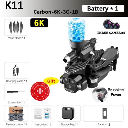 Bmad K11 Max Rc-Drone Professionnel Pour Photographie Aérienne,Avion À Trois Caméras,Évitement D'obstacles,Quadrirotor Pliable,Jouet Cadeau Drone 4k Professional Drone - Type Carbon-6k-3c-1b-Generique