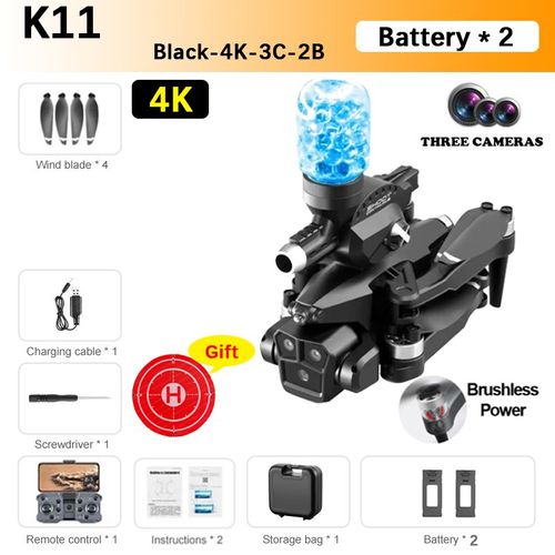 Bmad K11 Max Rc-Drone Professionnel Pour Photographie Aérienne,Avion À Trois Caméras,Évitement D'obstacles,Quadrirotor Pliable,Jouet Cadeau Drone 4k Professional Drone - Type Black-4k-3c-2b-Generique