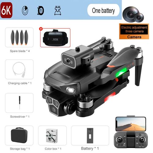 M1s Mini Drone 4k,Trois Caméras Professionnelles,Grand Angle,Localisation De Flux Optique,Évitement D'obstacles À Quatre Voies,Rc,Quadcopter,Jouets - Type 6k Black 1b Vr #E-Generique