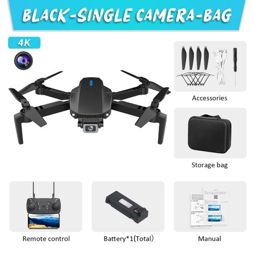 Drone Pliable Avec Caméra Hd Grand Angle Pour Touristes,Hélicoptère Rc,4k,Professionnel,Wifi,Fpv,Recommandé De Tenir Un Tablier,E88pro,1080p - Type Black-Sc-4k-1b-Generique