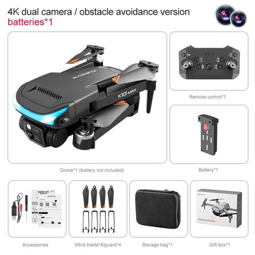 K750fa-Drone K101 Max Pour Touristes Professionnels,Caméra Hd,Photographie Aérienne,Hélicoptère Fpv,Évitement D'obstacles,Jouet Quadcopter Rc Pliable - Type Black-Dual C-1b-Generique