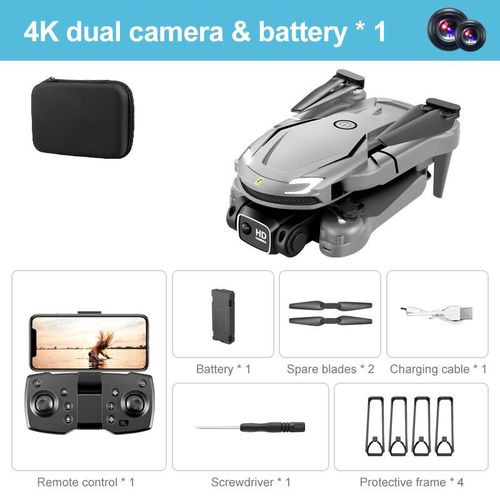 Drone Professionnel Avec Caméra Hd Pour Touristes,Photographie Aérienne,Évitement D'obstacles,Flux Optique,Wifi,Deux Axes,Avion Fpv,V166,8k,360 - Type V88 Grey Two-Generique