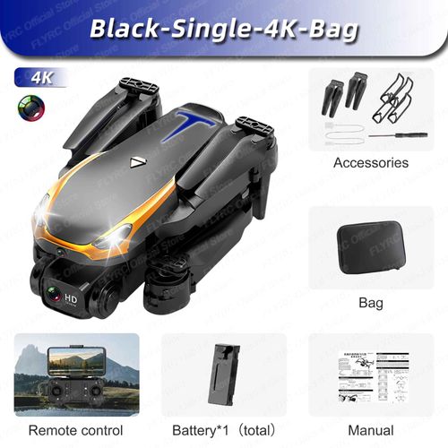 Drone Professionnel 8k Hd Camear Rc,Quadricoptère,Hélicoptère Wifi Fpv,Distance,Éviter Les Obstacles,Flux Optique,Jouet Cadeau Pour Enfantx Placements - Type Black-Single-4k-Bag-Generique