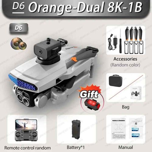 Mini Importateur Professionnel D6 Air,Caméra Hd 8k,Évitement D'obstacles,Photographie Aérienne,Quadrirotor Pliable Sans Balais,Vente De Lumière - Type White-Dual8k-1b-Generique
