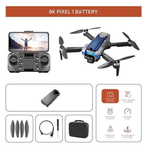 Drone Professionnel Hd Sans Balais Avec Trois Caméras,Évitement D'obstacles Aérien,Quadrirotor Pliable,Jouets Optiques Sans Balais,S8s,2.4g,8k - Type Sliver-Generique