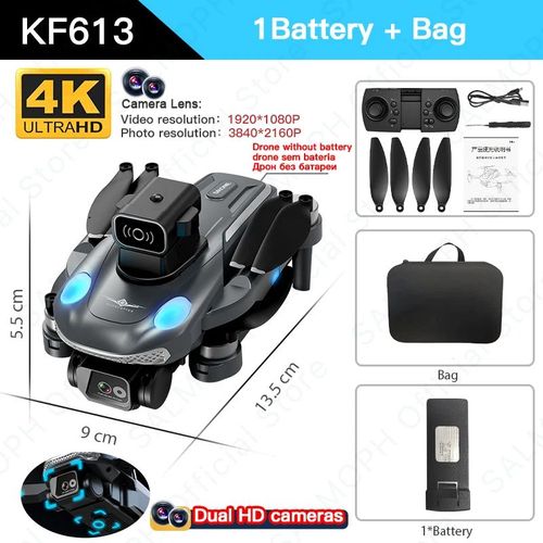 Kf613 Drone Gps 4k Avec Caméra,Évitement D'obstacles,Quadricoptère Fpv,Moteur Sans Balais,Wifi 5g,Mini Importateur De Vol 18min,Moins De 250g - Type Kf613 1b Bag Black-Generique