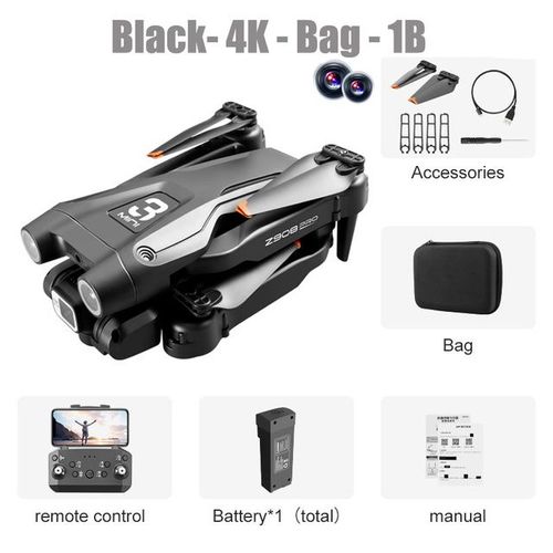 Lenovo-Drone Z908 Pro Max,Moteur Brushless,8k,Gps,Touristes Professionnels,Photographie Aérienne Hd,Fpv,Évitement D'obstacles,Quadrotor - Type Black-4k-Bag-1b-Generique