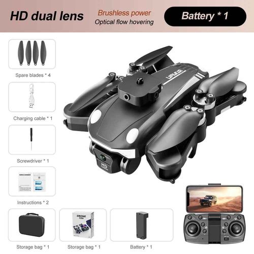 Drone Professionnel Multi-Batterie F200 Pro,Pliable,Flux Optique,Évitement D'obstacles,Quadrirotor Sans Balais,Grand Angle,Gamme Continue - Type Black Dual Camera1b-Generique
