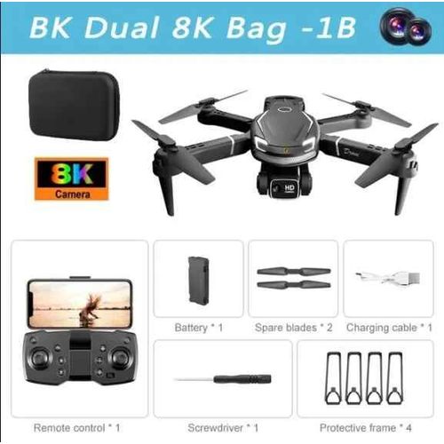 Lengru- Drone V88 Avec Caméra Hd 8k,4k,Photographie Aérienne D'évitement D'obstacles,Flux Optique,Quadrirotor Pliable,5km Avec Tablier De Stationnement - Type Black Dual-8k-1b-Generique