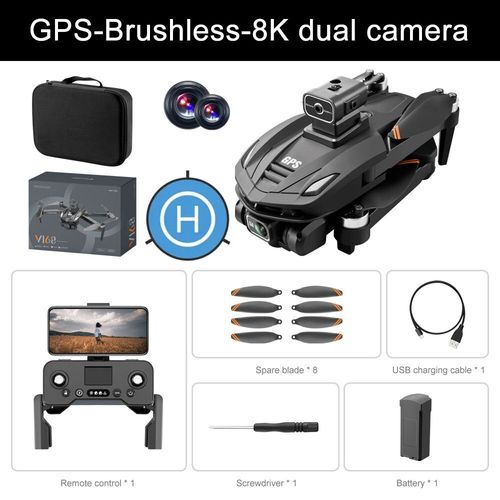 V168 Pro-Drone Gps Professionnel 8k Avec Caméra Hd Fpv 5g Wifi,Moteur Brushless,Quadrirotor Rc Pliable,Évitement D'obstacles - Type V168-Gps-8k-Pad-Generique