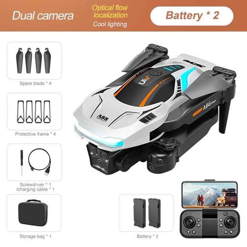 Drone Professionnel A88 Pour Touristes,Photographie Aérienne,Évitement D'obstacles,Positionnement De Flux,Quadrirotor Pliable,Caméra 8k,360 - Type 8k Dual White 2b-Generique