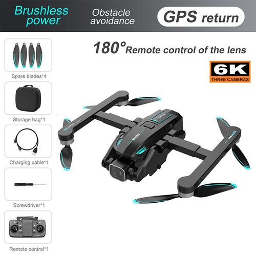 Drone S188 Rc Avec Caméra Hd Professionnelle,Hélicoptère Pliable Pour Touristes,Grand Angle,Wifi,Fpv,Recommandé De Tenir Des Cadeaux De Jouets Pour Enfants,8k - Type 6k Avoidance Black-Generique