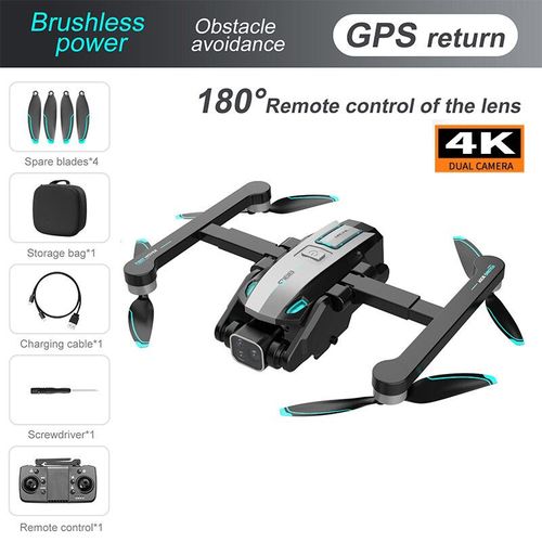 Drone S188 Rc Avec Caméra Hd Professionnelle,Hélicoptère Pliable Pour Touristes,Grand Angle,Wifi,Fpv,Recommandé De Tenir Des Cadeaux De Jouets Pour Enfants,8k - Type 4k Avoidance Silver-Generique