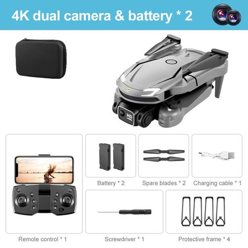 Drone V88 Multi-Batterie 8k 5g Gps Professionnel Hd,Photographie Aérienne,Caméra Pour Touristes,Avion Pliant À Obstacles - Type Grey Dual-8k-2b-Generique